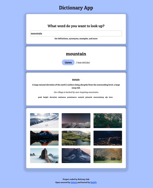 Dictionary App with React Preview